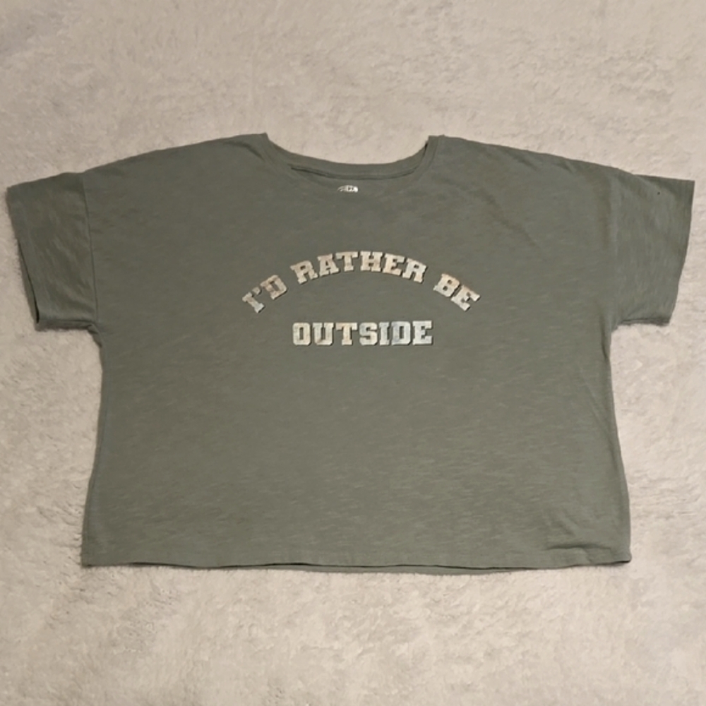 Kids Green T-Shirt - "I'd Rather Be Outside"